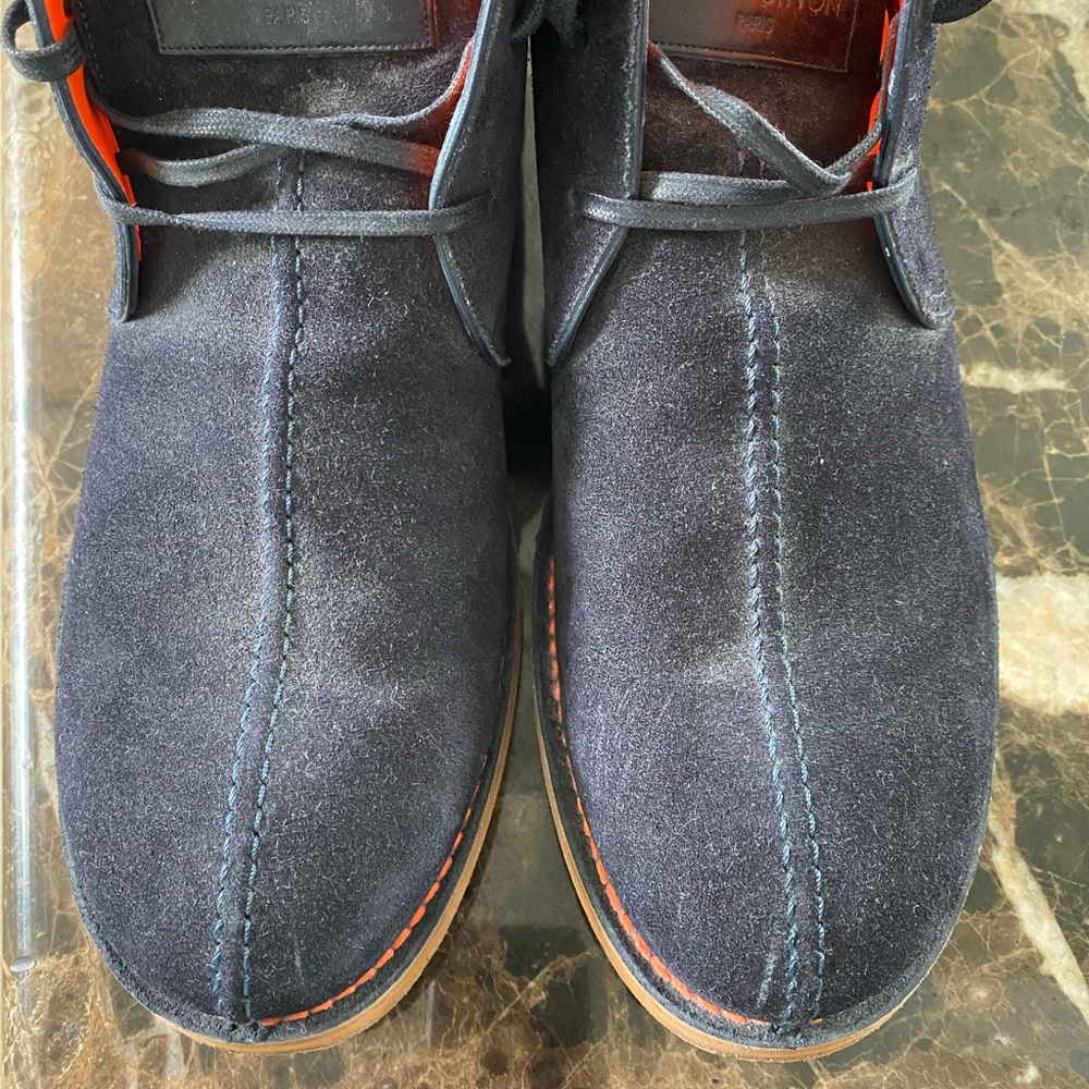 Louis Vuitton blue suede lace up ankle boots- - Picture 3 of 10